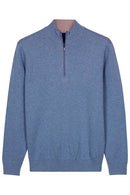Cashmere Mix 1/2 Zip Jumper - Soft Blue