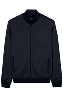 Lined Zip 2 Tone Cardigan - Deep Denim