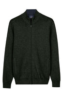 Cashmere Mix Zip Cardigan - Dark Green