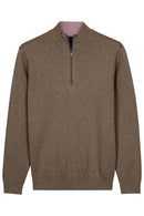 Cashmere Mix 1/2 Zip Jumper - Dark Taupe