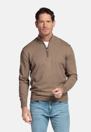 Pima Cotton 1/2 Zip jumper - Taupe