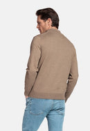 Pima Cotton 1/2 Zip jumper - Taupe