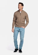 Pima Cotton 1/2 Zip jumper - Taupe