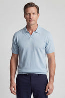 Knitted Polo Shirt - Soft Blue