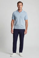 Knitted Polo Shirt - Soft Blue