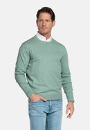 Plain Round Neck Jumper - Misty Green Melange