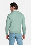 Plain Round Neck Jumper - Misty Green Melange