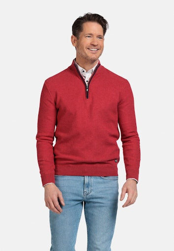 Waffle 1/2 Zip Jumper - Coral Melange