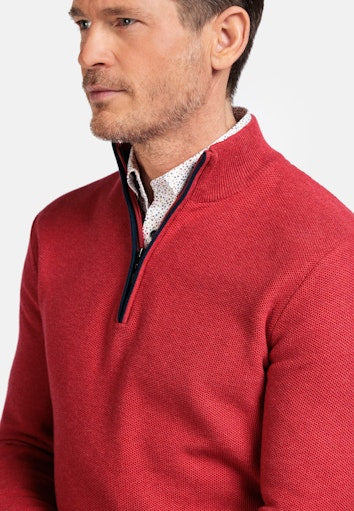 Waffle 1/2 Zip Jumper - Coral Melange