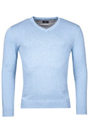 V Neck Jumper - Pastel Blue Melange