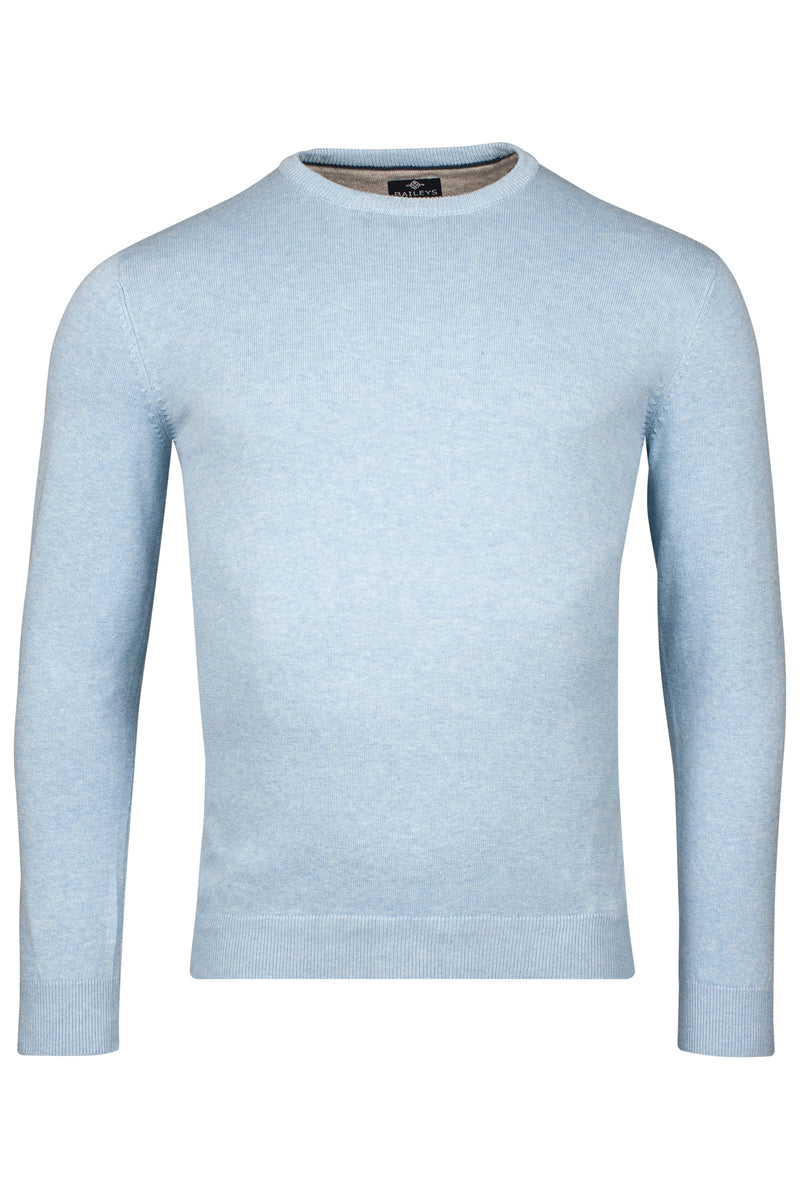 Plain Round Neck Jumper - Pastel Blue Melange