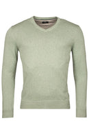 V Neck Jumper - Misty Green Melange