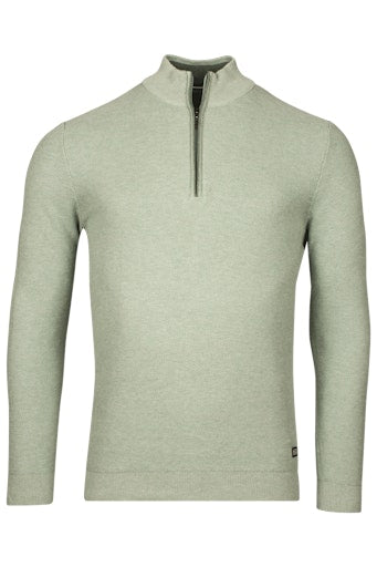Waffle 1/2 Zip Jumper - Misty Green Melange