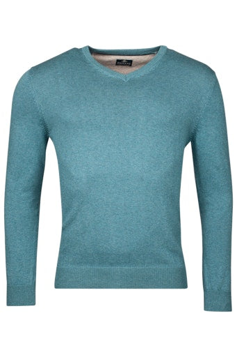 V Neck Jumper - Sky Blue Melange