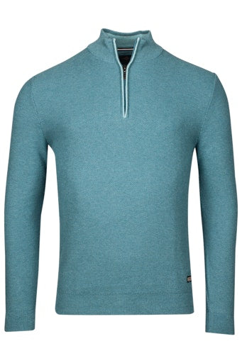 Waffle 1/2 Zip Jumper - Sky Blue Melange