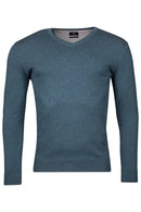 V Neck Jumper - Steel Blue