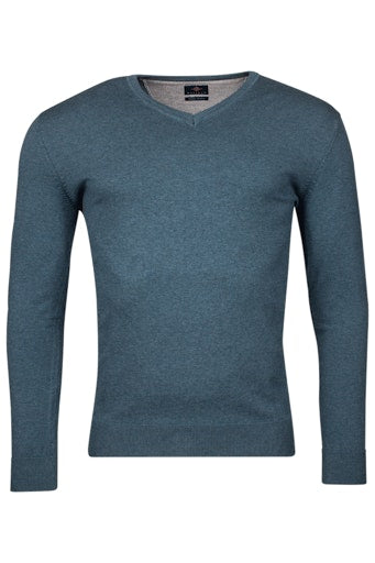 V Neck Jumper - Steel Blue
