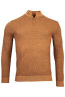 Plain Cotton 1/2 Zip Jumper - Dark Gold