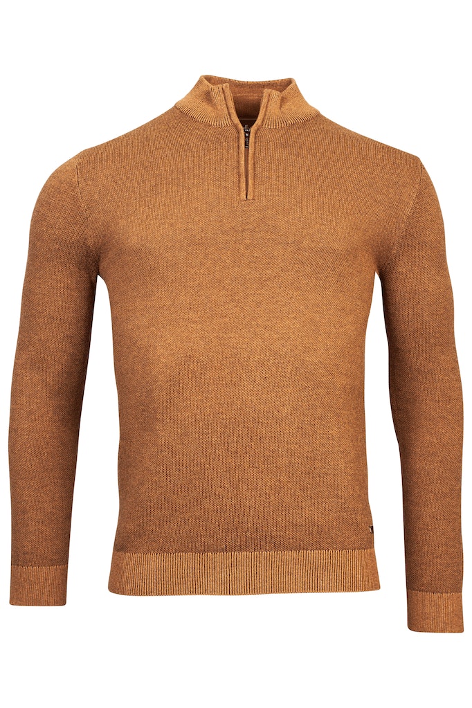 Plain Cotton 1/2 Zip Jumper - Dark Gold