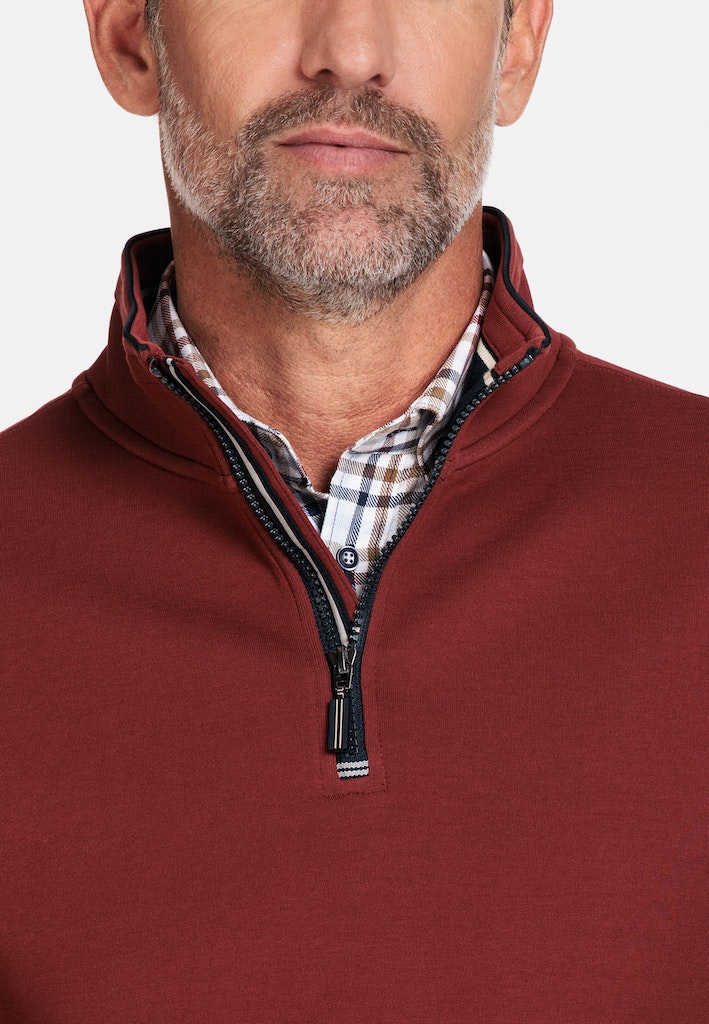 Doubleface 1/2 Zip Sweatshirt - Stone Red