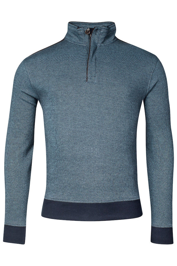 Jacquard 1/2 Zip Sweatshirt - Adriatic Blue