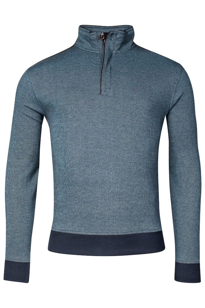 Jacquard 1/2 Zip Sweatshirt - Adriatic Blue