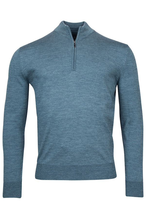 Plain Wool 1/2 Zip Jumper - Raf Blue