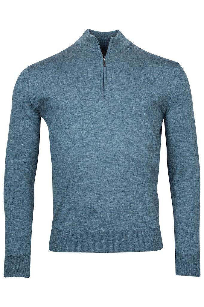 Plain Wool 1/2 Zip Jumper - Raf Blue