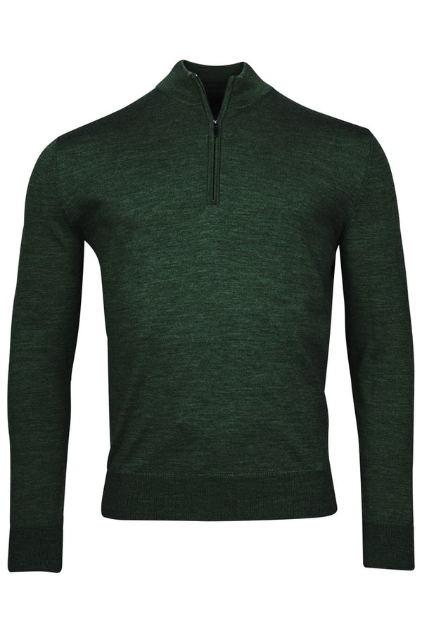 Plain Wool 1/2 Zip Jumper - Dark Green