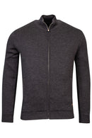 Wool Mix Plain Full Zip Jumper - Antracite