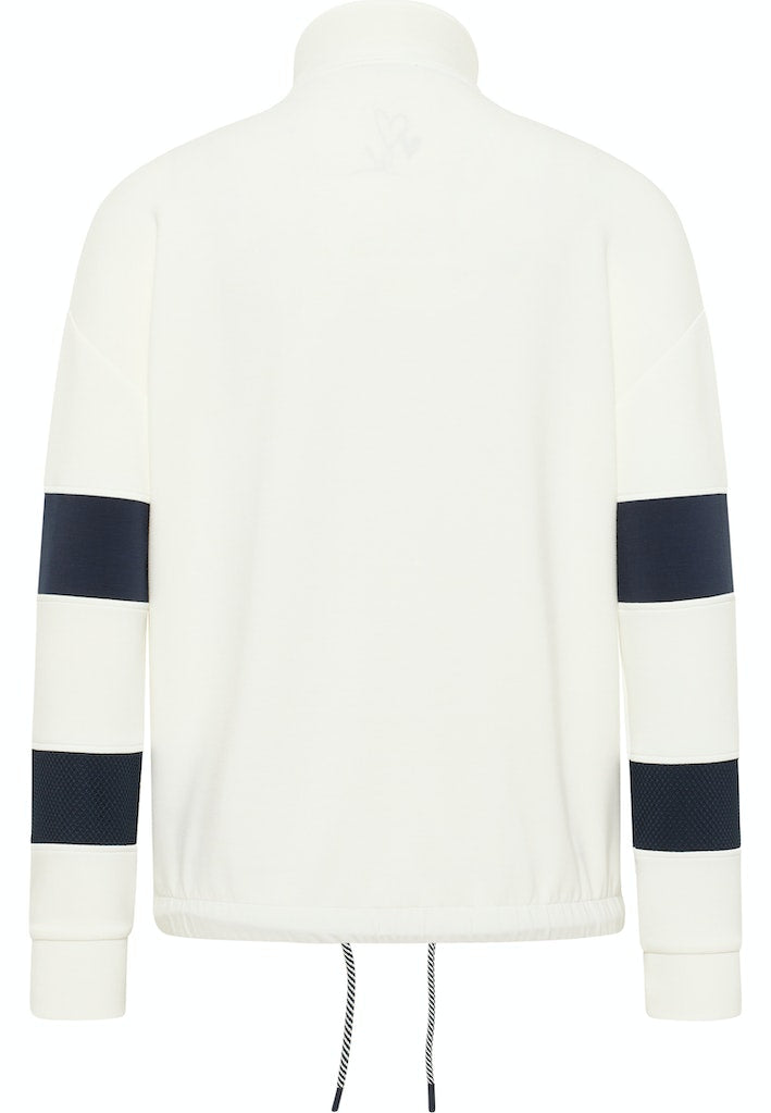 Stripe Sleeve Zip Sweatshirt - Off White