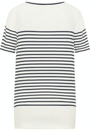 Stripe & Print SS T-Shirt - Off White