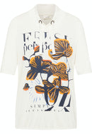 Drawstring Neck Print T-Shirt - Off White