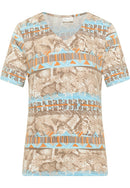 V Neck Print T-Shirt - Beach