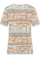 V Neck Print T-Shirt - Beach