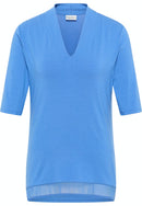V Neck Plain T-Shirt - Azur