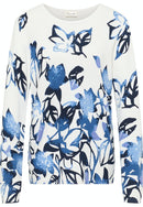 Round Neck Print Jumper - Navy