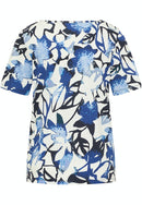 SHORT SLEEVE PRINT TOP - Navy