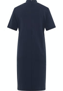 Side Print Drawstring Neck Dress - Navy