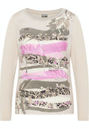 Round Neck Front Print T-Shirt - Panna Cotta