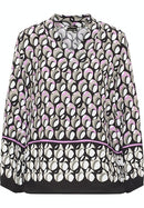 All Over Print V Neck Blouse - Latte Macciato