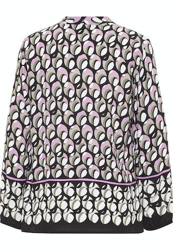 All Over Print V Neck Blouse - Latte Macciato