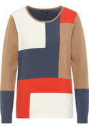 Round Neck Colorblock Jumper - Cappuccino