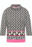 High Neck Print T-Shirt - Cognac