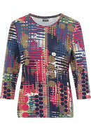 Round Neck Graphic Print T-Shirt - Berry