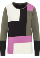 Round Neck Colorblock Jumper - Khaki