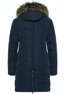Fur Collar Hooded Jacket - Navy