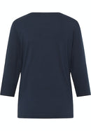 Round Neck Front Print T-Shirt - Navy