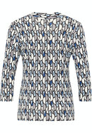 V Neck Print T-Shirt - Offwhite/black/skyblue