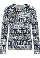 Round Neck Print T-Shirt - Offwhite/black/skyblue
